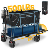 Sekey 400L Double Decker Wagon 50''L Extra-Long Extended Beach Wagon with 450lbs Weight Capacity, Heavy Duty Wagon Cart with All-Terrain Big Wheels for Camping, Sports, Garden.